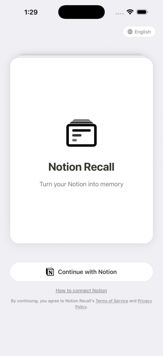 Step 1: Tap "Continue with Notion"